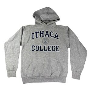 Ithaca College Hoodie The Cotton Exchange Gray Pullover Sweatshirt Mens Medium